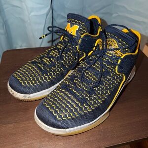 Jordan Navy and Yellow Athletic Shoes